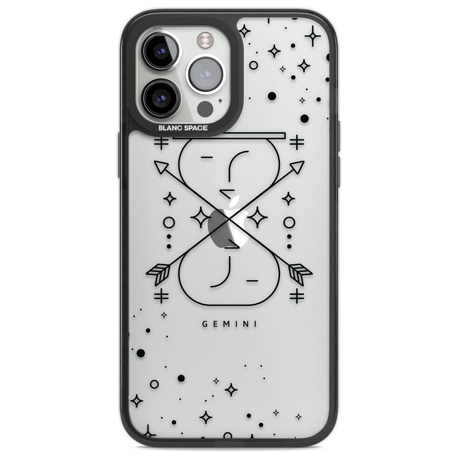 Gemini Emblem - Transparent Design Phone Case iPhone 13 Pro Max / Black Impact Case,iPhone 14 Pro Max / Black Impact Case Blanc Space