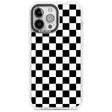 Black Checkered Phone Case iPhone 13 Pro Max / Impact Case,iPhone 14 Pro Max / Impact Case Blanc Space
