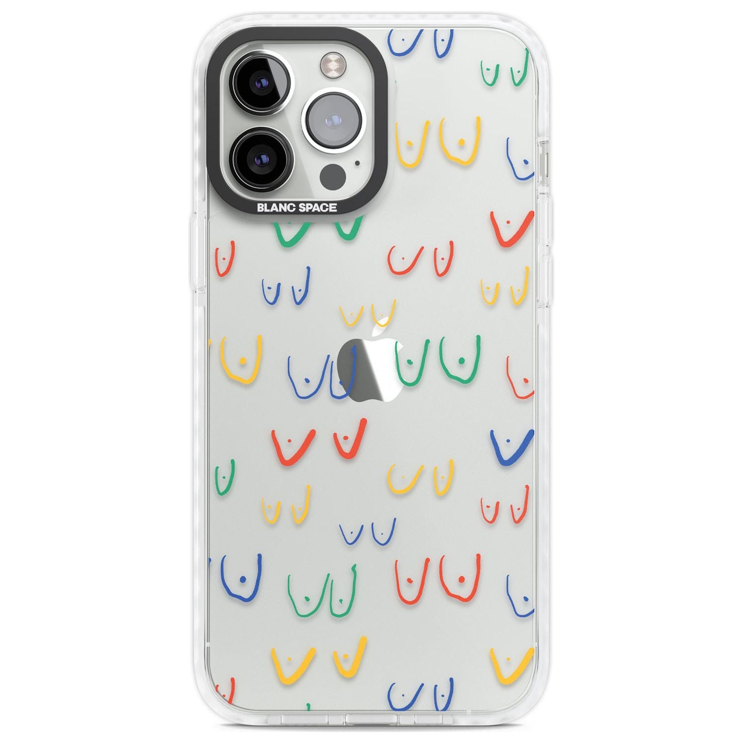 Free the boob (Mixed Colours) Phone Case iPhone 13 Pro Max / Impact Case,iPhone 14 Pro Max / Impact Case Blanc Space