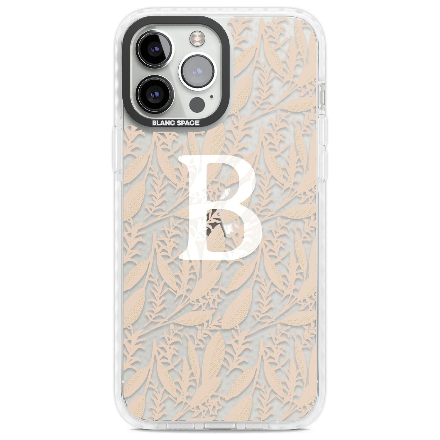 Personalised Subtle Monogram Abstract Floral Custom Phone Case iPhone 13 Pro Max / Impact Case,iPhone 14 Pro Max / Impact Case Blanc Space