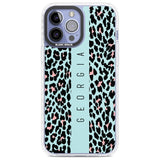 Personalised Blue Leopard Spots Custom Phone Case iPhone 13 Pro Max / Impact Case,iPhone 14 Pro Max / Impact Case Blanc Space