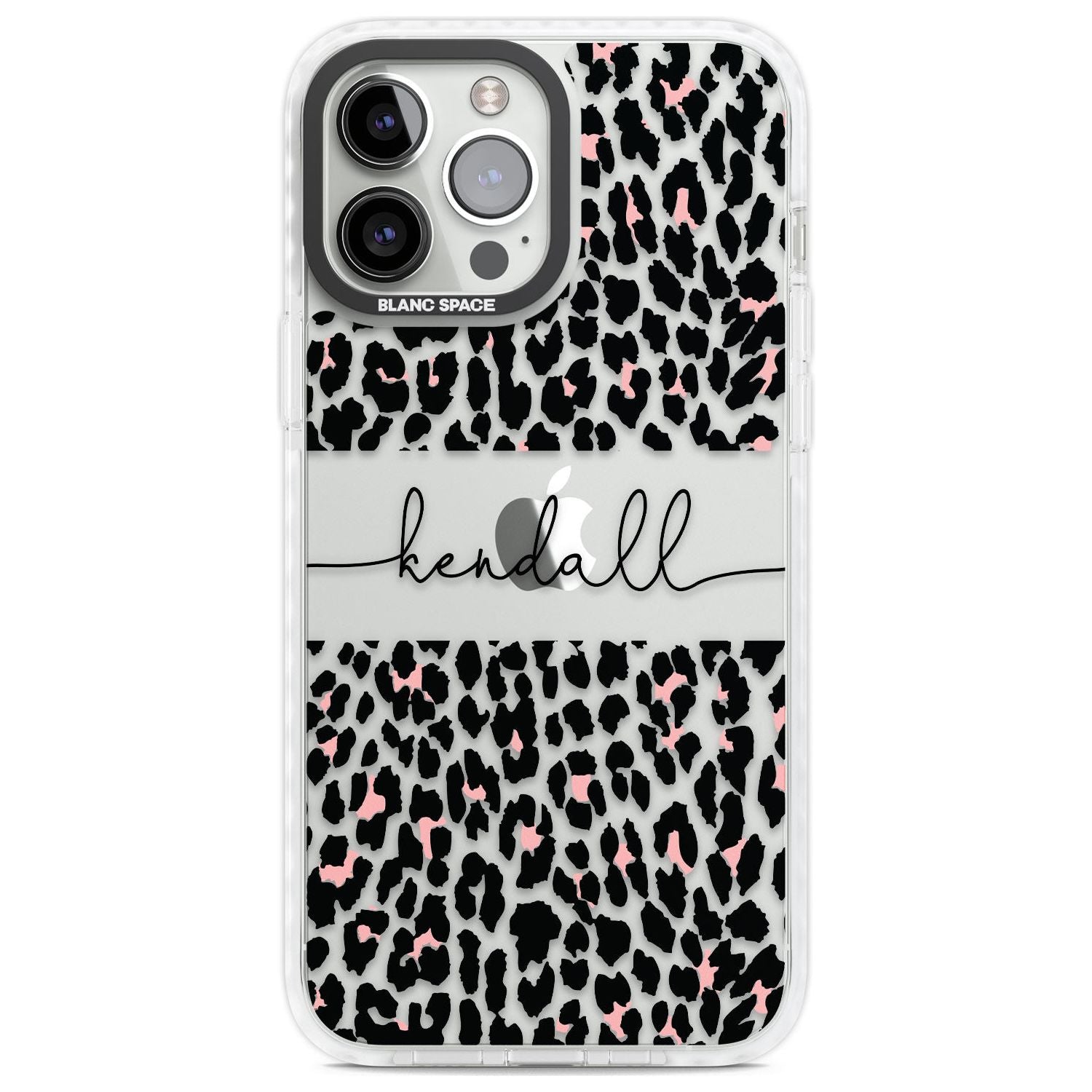 Personalised Pink & Cursive Leopard Spots Custom Phone Case iPhone 13 Pro Max / Impact Case,iPhone 14 Pro Max / Impact Case Blanc Space