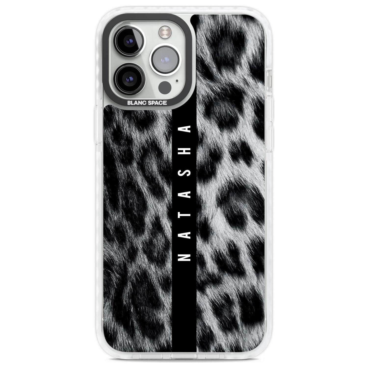 Personalised Snow Leopard Print Custom Phone Case iPhone 13 Pro Max / Impact Case,iPhone 14 Pro Max / Impact Case Blanc Space