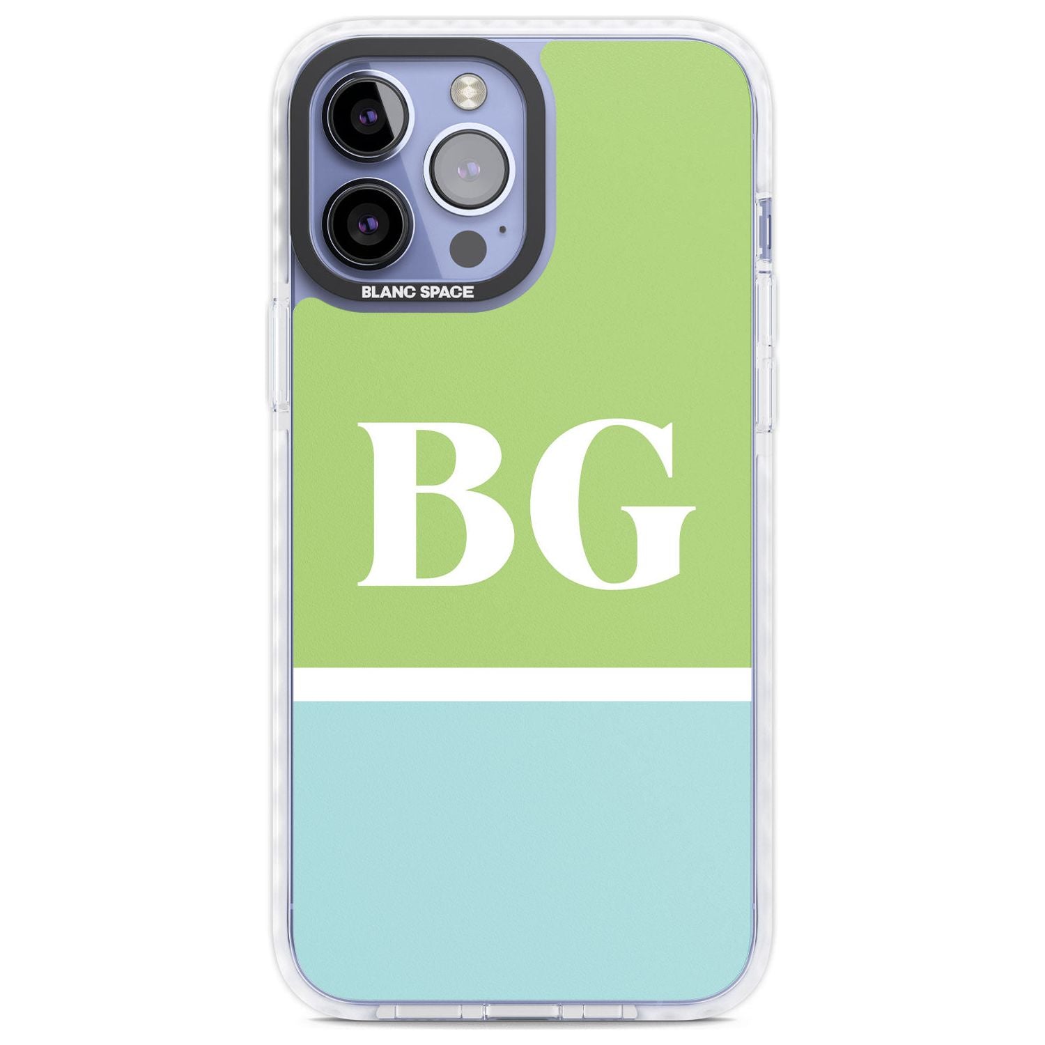 Personalised Colourblock: Green & Turquoise Custom Phone Case iPhone 13 Pro Max / Impact Case,iPhone 14 Pro Max / Impact Case Blanc Space