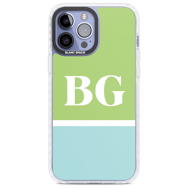 Personalised Colourblock: Green & Turquoise Custom Phone Case iPhone 13 Pro Max / Impact Case,iPhone 14 Pro Max / Impact Case Blanc Space