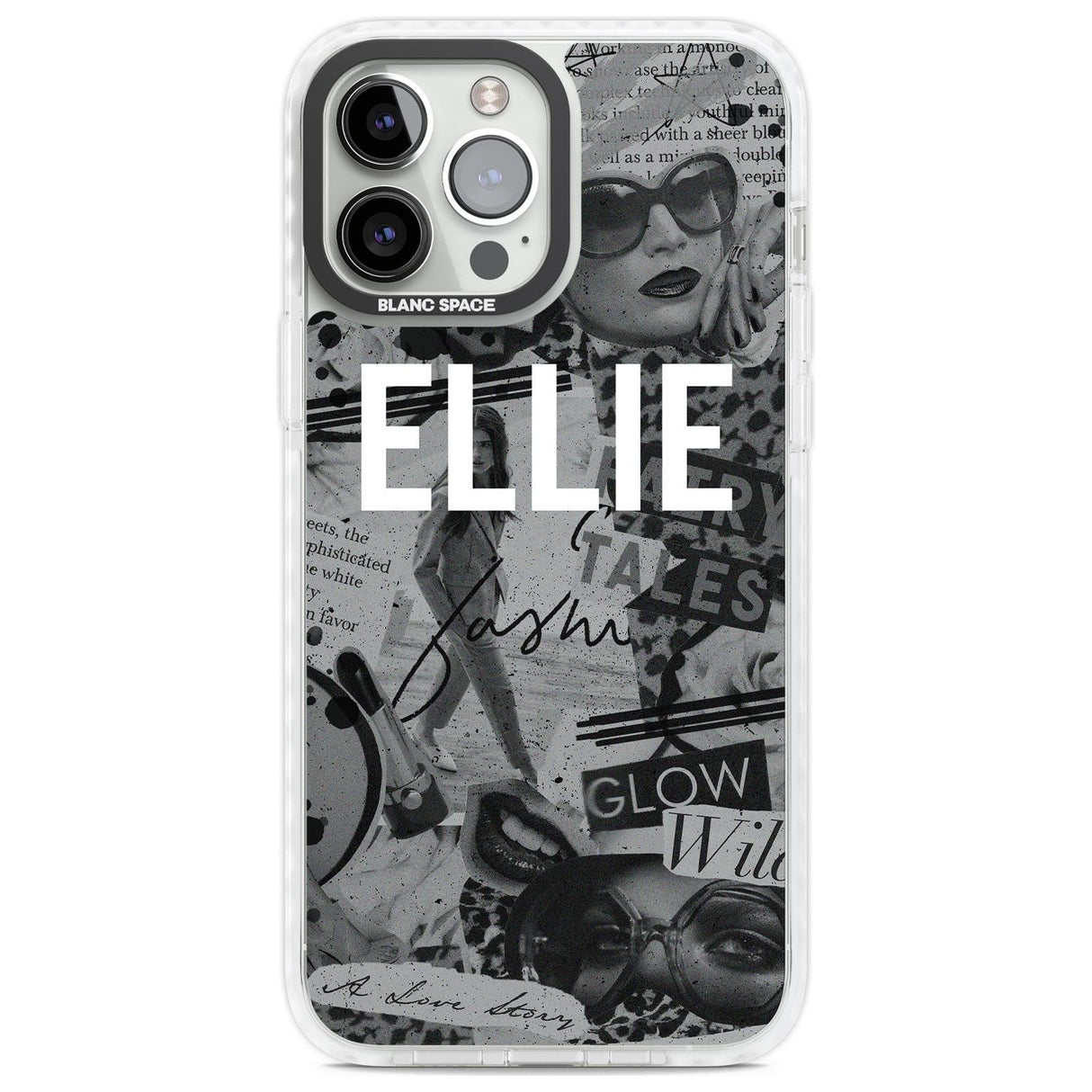 Personalised Grey Scale Fashion Collage Custom Phone Case iPhone 13 Pro Max / Impact Case,iPhone 14 Pro Max / Impact Case Blanc Space