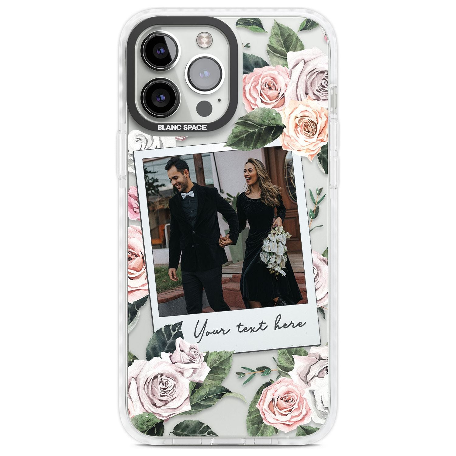 Personalised Floral Instant Film Photo Custom Phone Case iPhone 13 Pro Max / Impact Case,iPhone 14 Pro Max / Impact Case Blanc Space