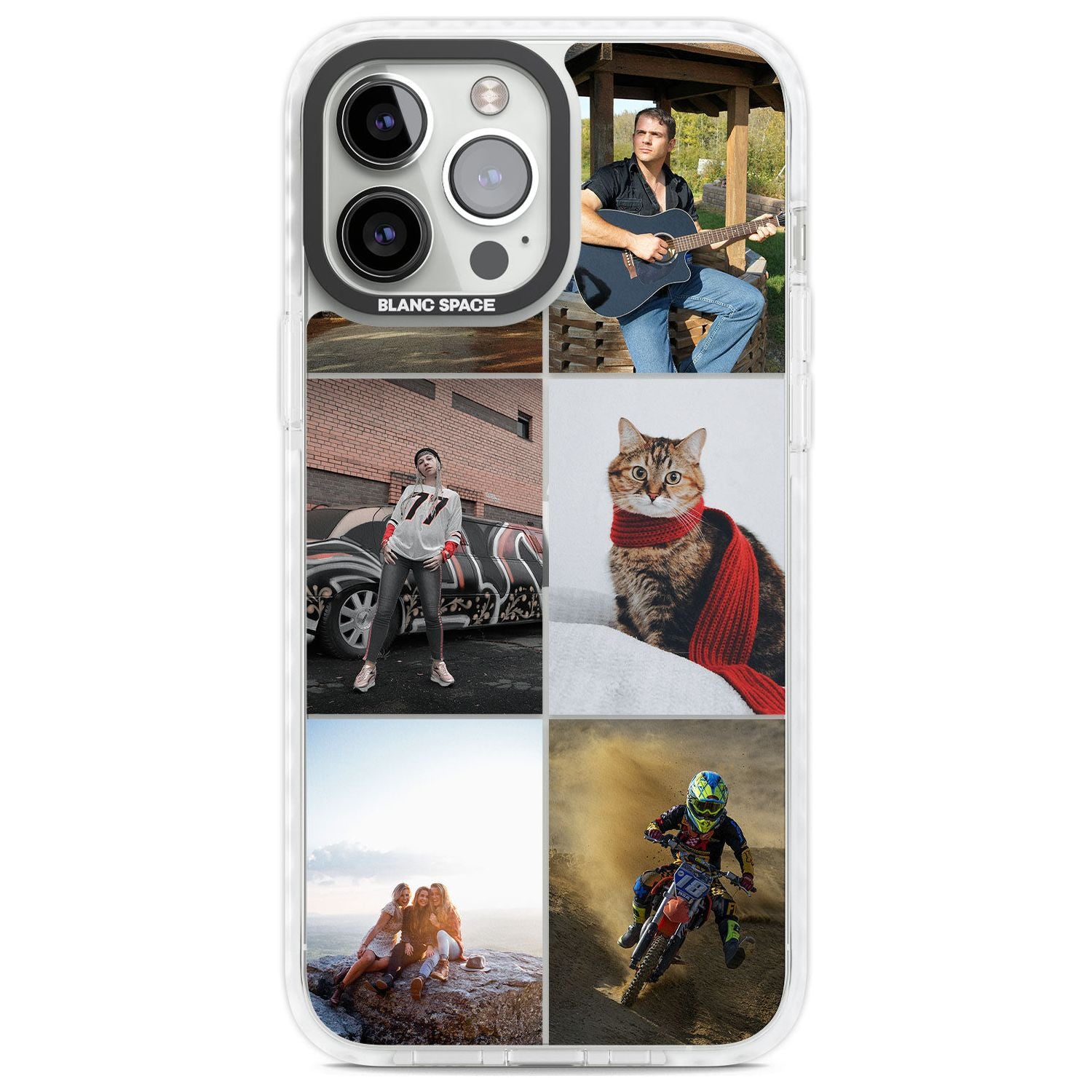 Personalised 6 Photo Grid Custom Phone Case iPhone 13 Pro Max / Impact Case,iPhone 14 Pro Max / Impact Case Blanc Space