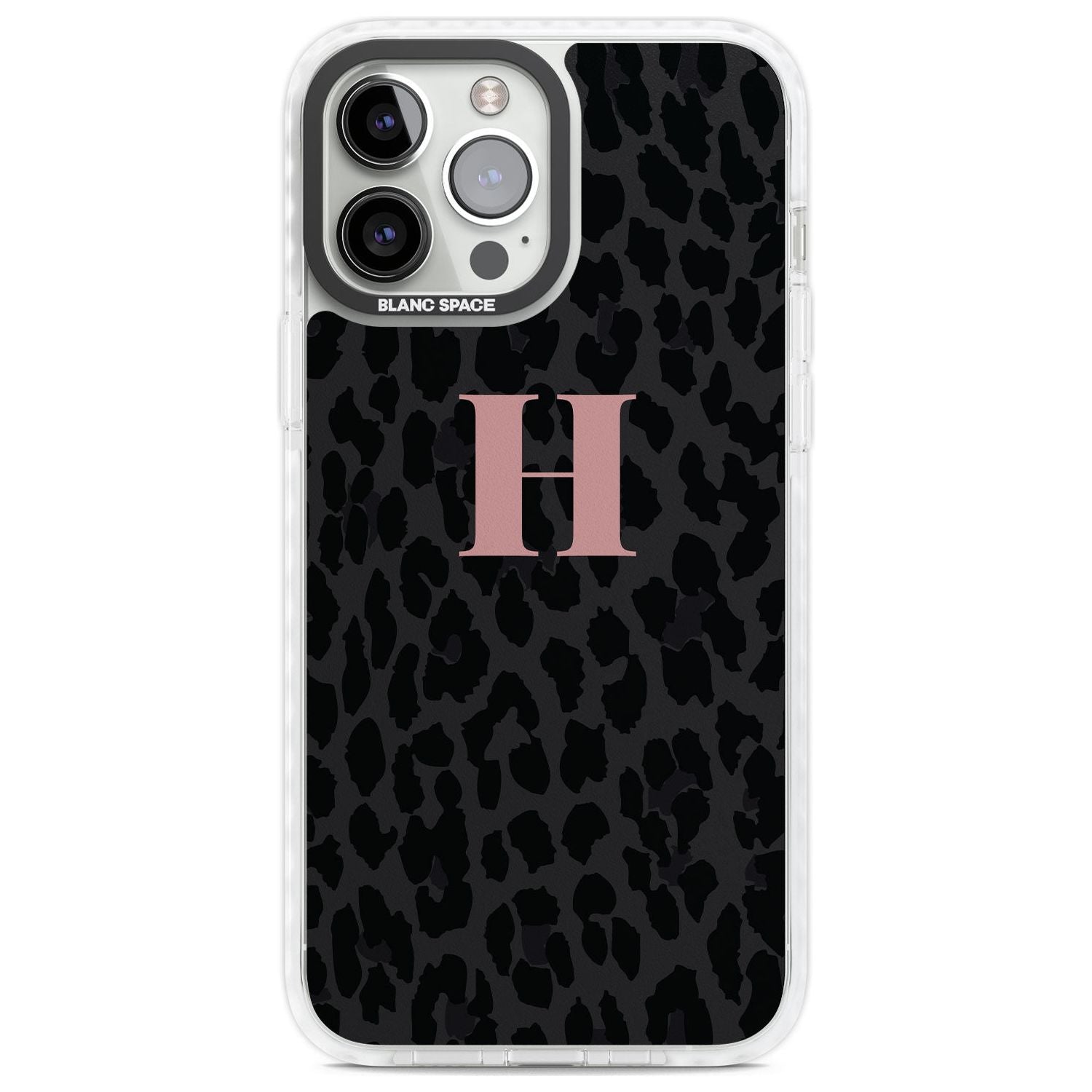Personalised Small Pink Leopard Monogram Custom Phone Case iPhone 13 Pro Max / Impact Case,iPhone 14 Pro Max / Impact Case Blanc Space