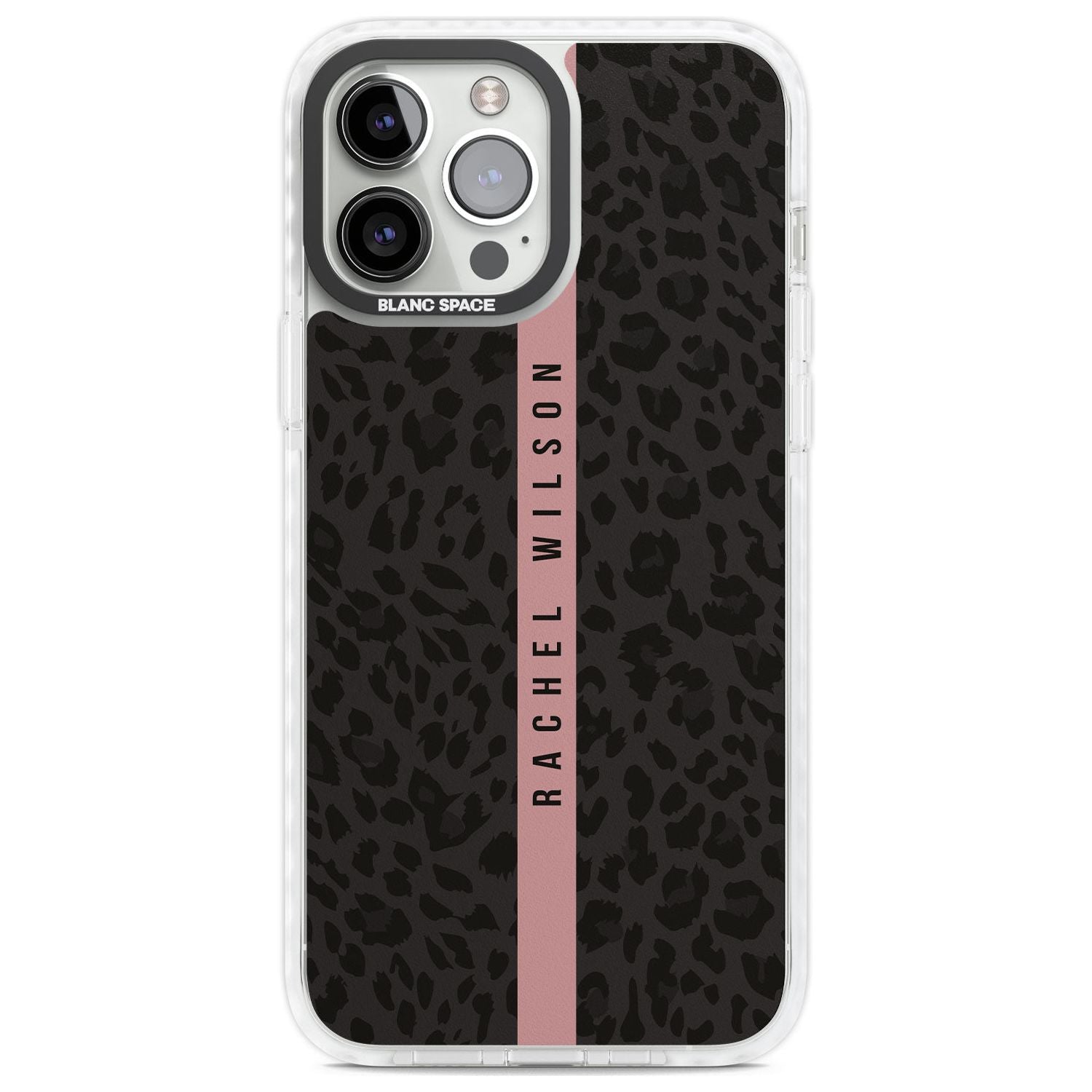 Personalised Pink Stripe Leopard Pattern Custom Phone Case iPhone 13 Pro Max / Impact Case,iPhone 14 Pro Max / Impact Case Blanc Space