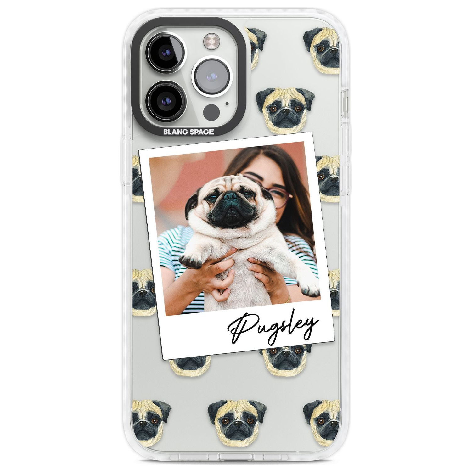 Personalised Pug - Dog Photo Custom Phone Case iPhone 13 Pro Max / Impact Case,iPhone 14 Pro Max / Impact Case Blanc Space
