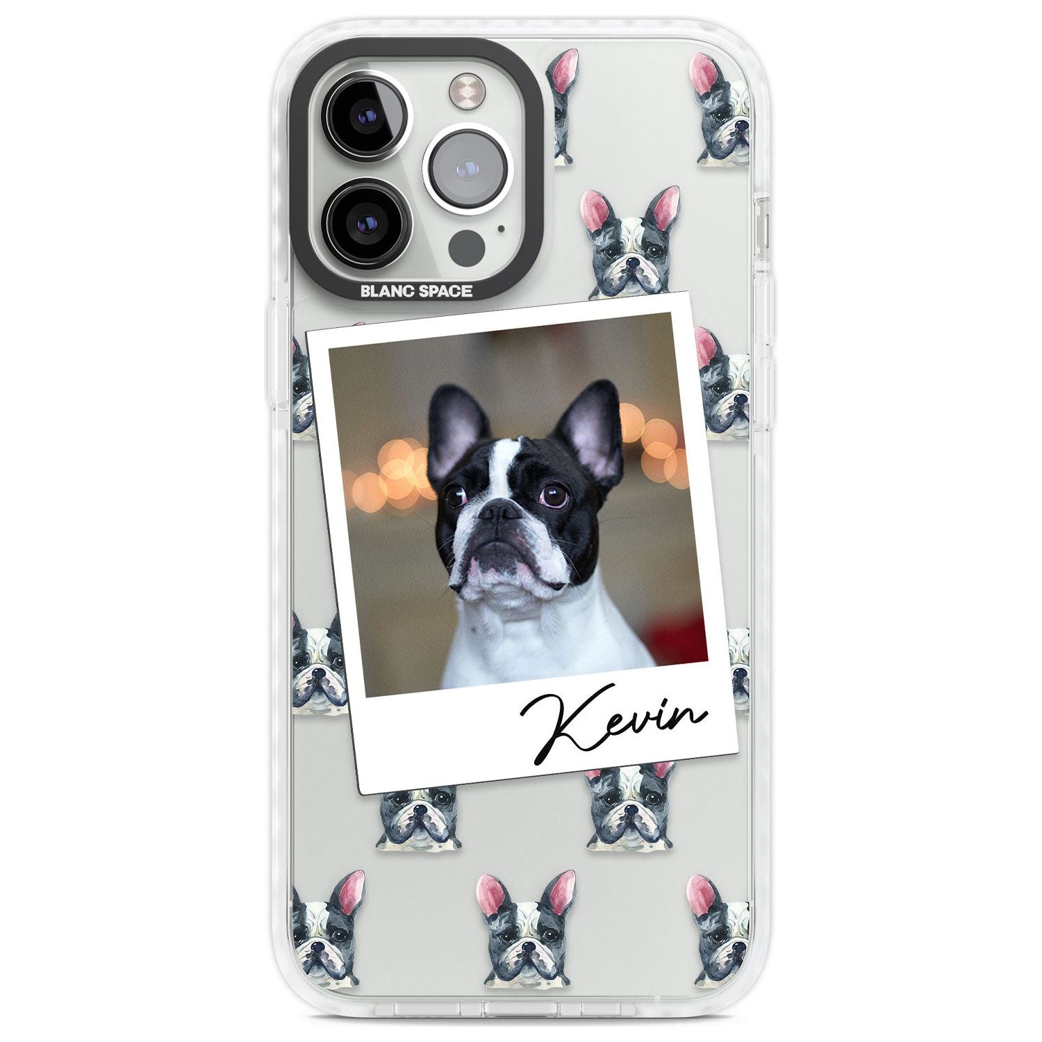 Personalised French Bulldog, Black & White - Dog Photo Custom Phone Case iPhone 13 Pro Max / Impact Case,iPhone 14 Pro Max / Impact Case Blanc Space