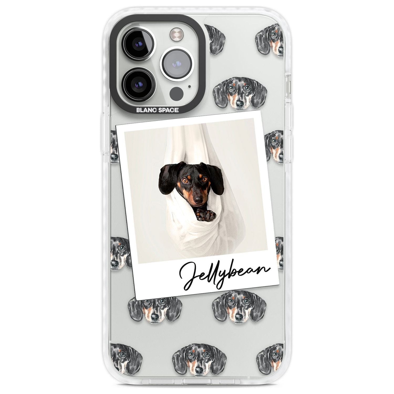 Personalised Dachshund, Black- Dog Photo Custom Phone Case iPhone 13 Pro Max / Impact Case,iPhone 14 Pro Max / Impact Case Blanc Space