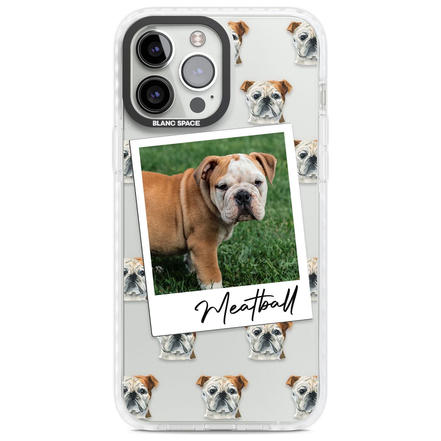 Personalised English Bulldog - Dog Photo Custom Phone Case iPhone 13 Pro Max / Impact Case,iPhone 14 Pro Max / Impact Case Blanc Space