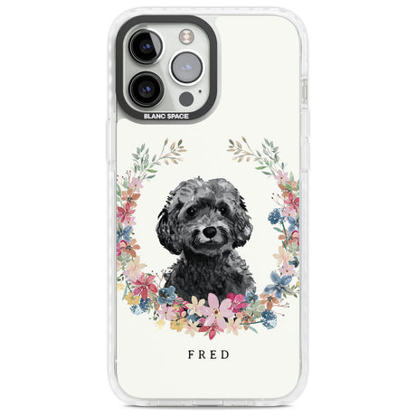 Personalised Black Cockapoo - Watercolour Dog Portrait Custom Phone Case iPhone 13 Pro Max / Impact Case,iPhone 14 Pro Max / Impact Case Blanc Space