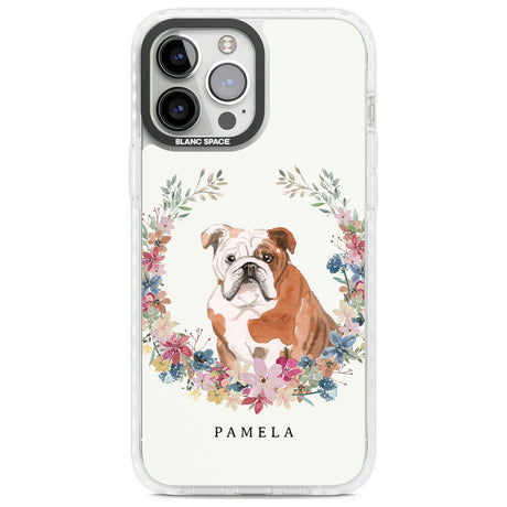 Personalised English Bulldog - Watercolour Dog Portrait Custom Phone Case iPhone 13 Pro Max / Impact Case,iPhone 14 Pro Max / Impact Case Blanc Space