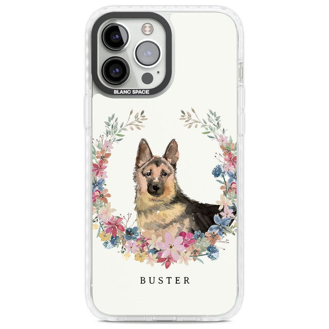 Personalised German Shepherd - Watercolour Dog Portrait Custom Phone Case iPhone 13 Pro Max / Impact Case,iPhone 14 Pro Max / Impact Case Blanc Space