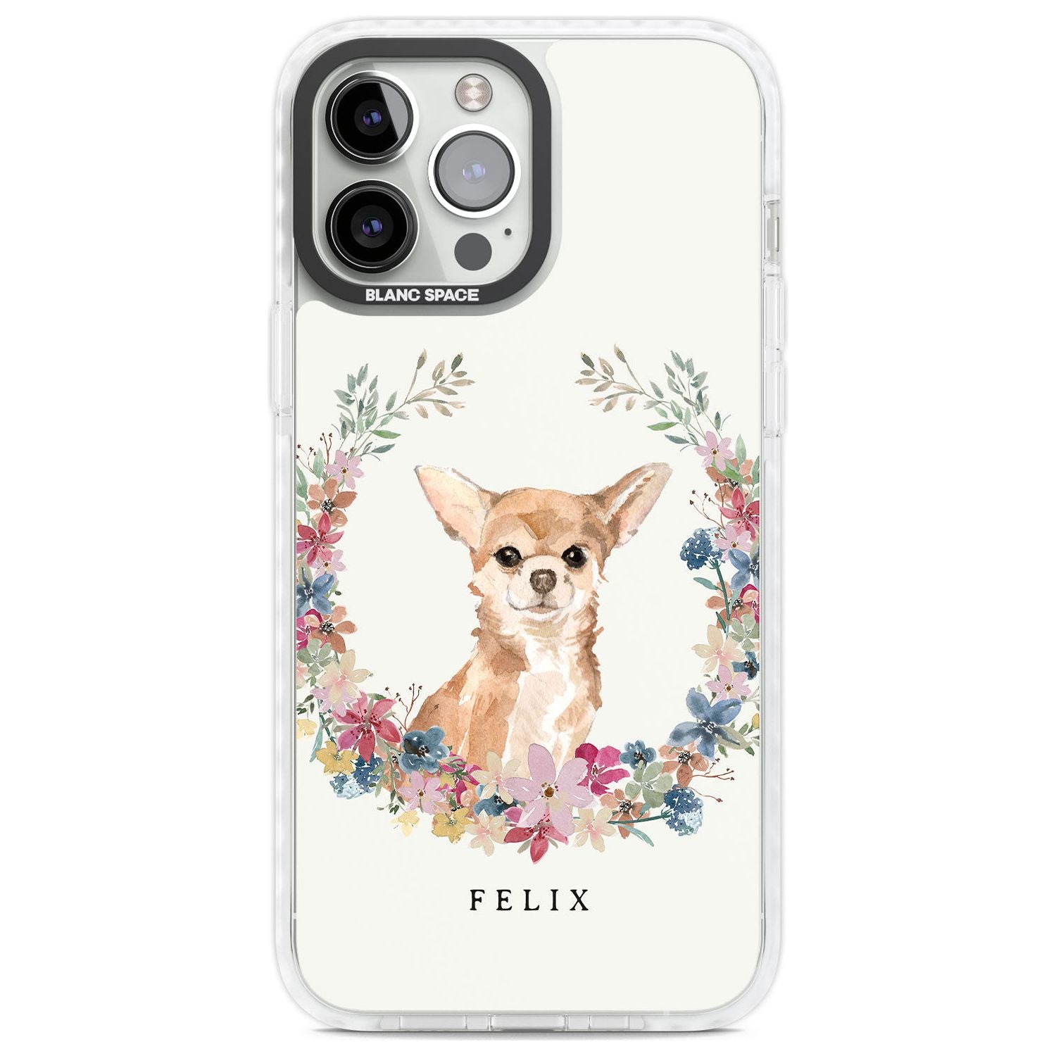 Personalised Chihuahua - Watercolour Dog Portrait Custom Phone Case iPhone 13 Pro Max / Impact Case,iPhone 14 Pro Max / Impact Case Blanc Space