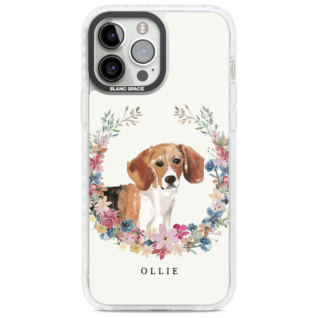 Personalised Beagle - Watercolour Dog Portrait Custom Phone Case iPhone 13 Pro Max / Impact Case,iPhone 14 Pro Max / Impact Case Blanc Space