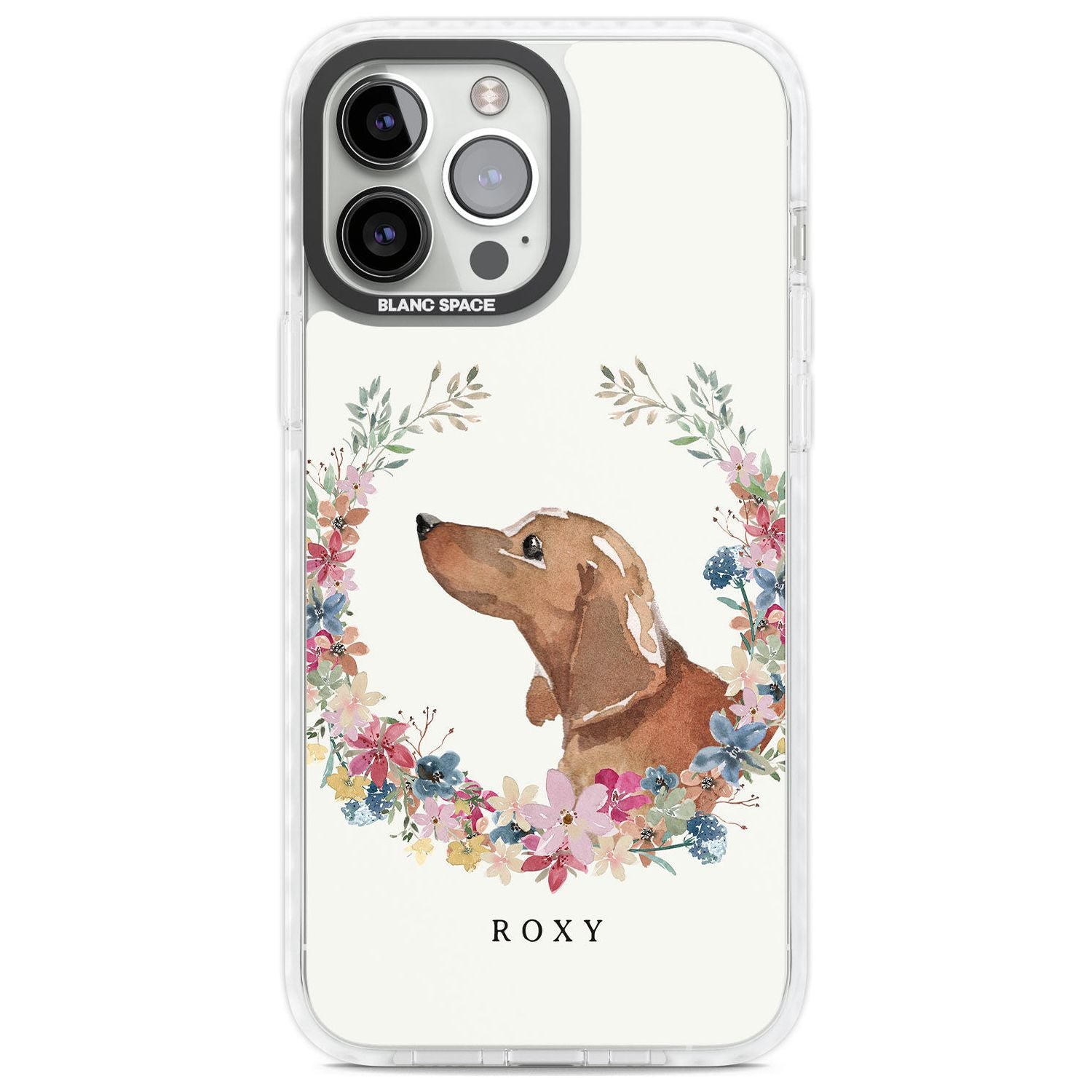 Personalised Tan Dachshund - Watercolour Dog Portrait Custom Phone Case iPhone 13 Pro Max / Impact Case,iPhone 14 Pro Max / Impact Case Blanc Space