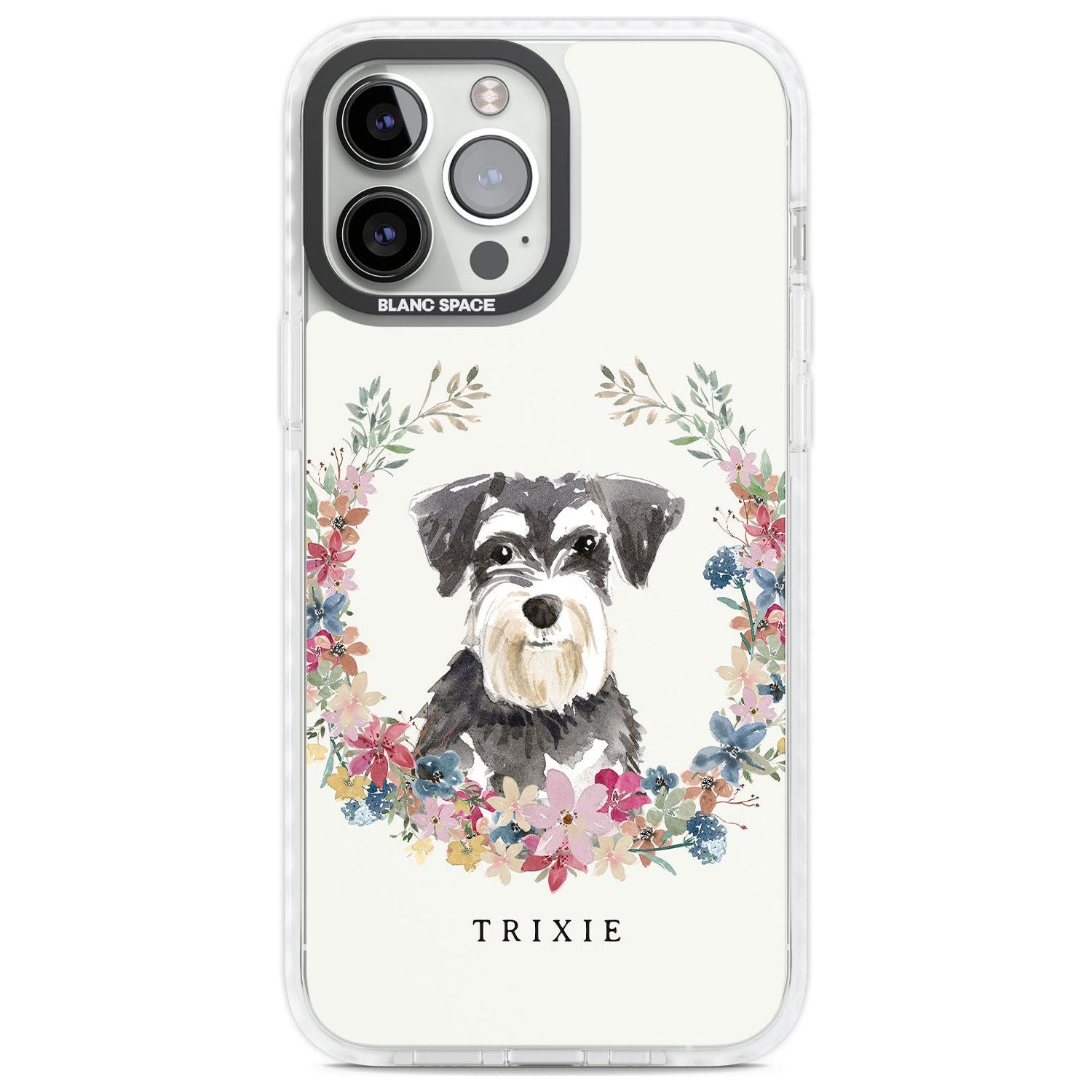 Personalised Miniature Schnauzer - Watercolour Dog Portrait Custom Phone Case iPhone 13 Pro Max / Impact Case,iPhone 14 Pro Max / Impact Case Blanc Space
