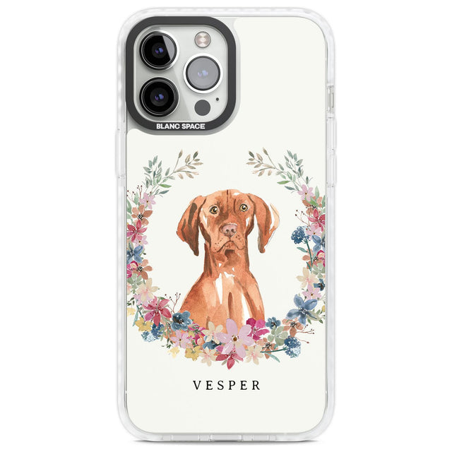 Personalised Hungarian Vizsla - Watercolour Dog Portrait Custom Phone Case iPhone 13 Pro Max / Impact Case,iPhone 14 Pro Max / Impact Case Blanc Space