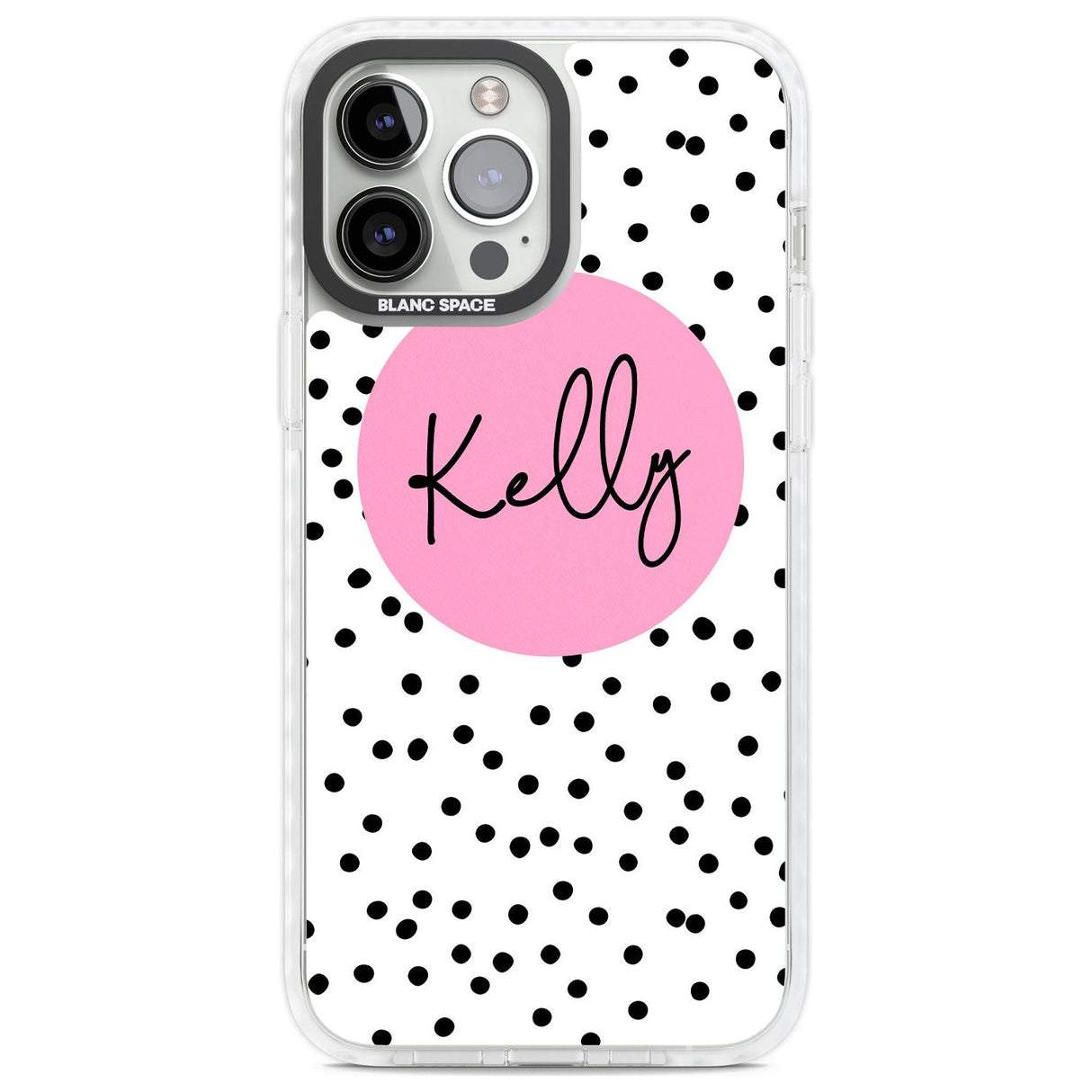 Personalised Pink Circle & Dots Custom Phone Case iPhone 13 Pro Max / Impact Case,iPhone 14 Pro Max / Impact Case Blanc Space