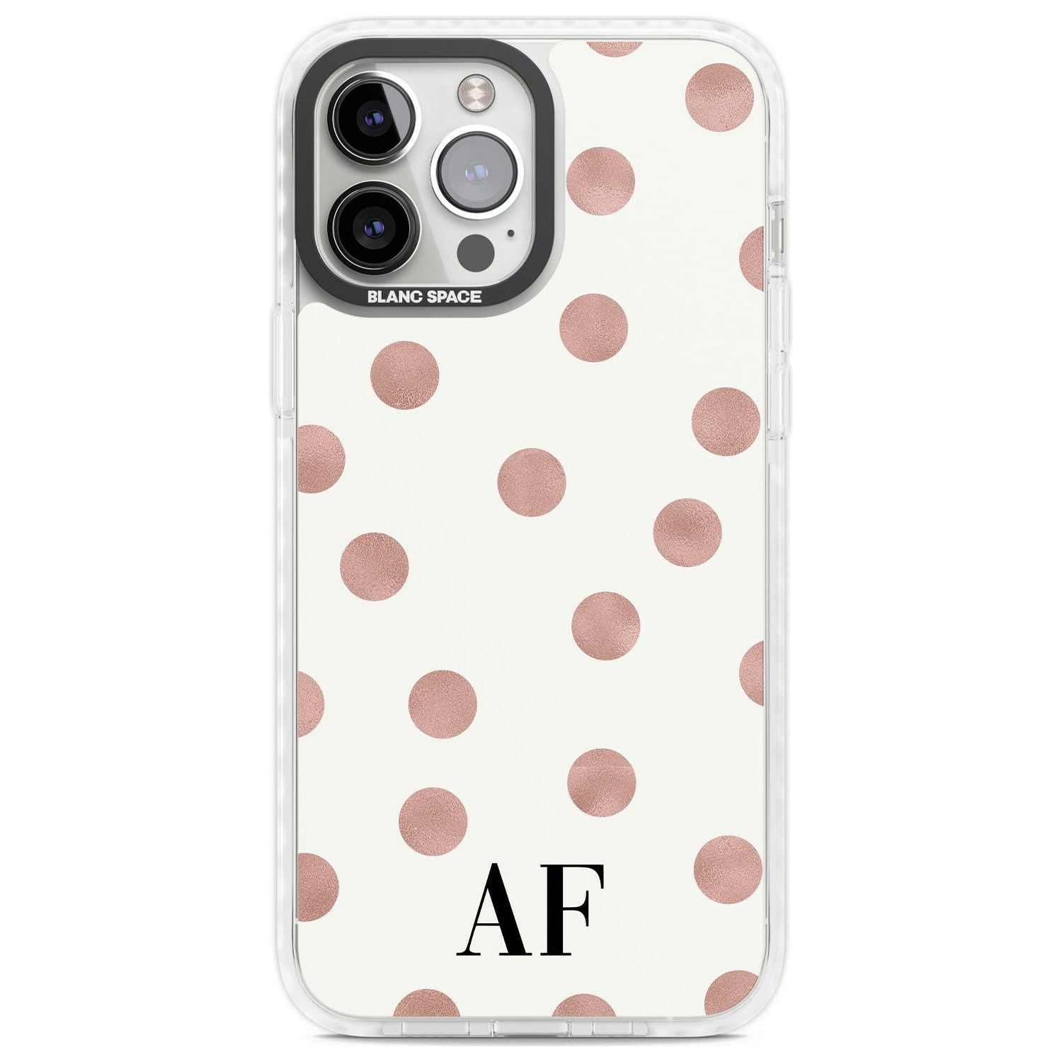 Personalised Initials & Dots Custom Phone Case iPhone 13 Pro Max / Impact Case,iPhone 14 Pro Max / Impact Case Blanc Space
