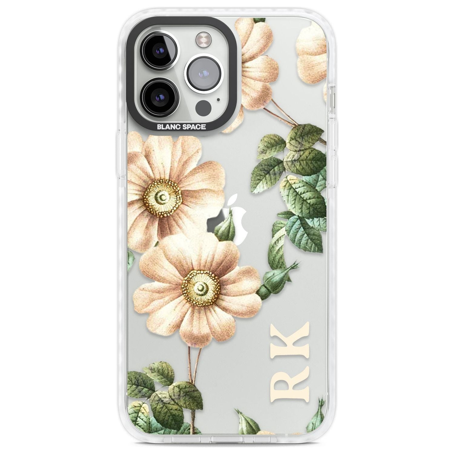 Personalised Clear Vintage Floral Cream Anemones Custom Phone Case iPhone 13 Pro Max / Impact Case,iPhone 14 Pro Max / Impact Case Blanc Space