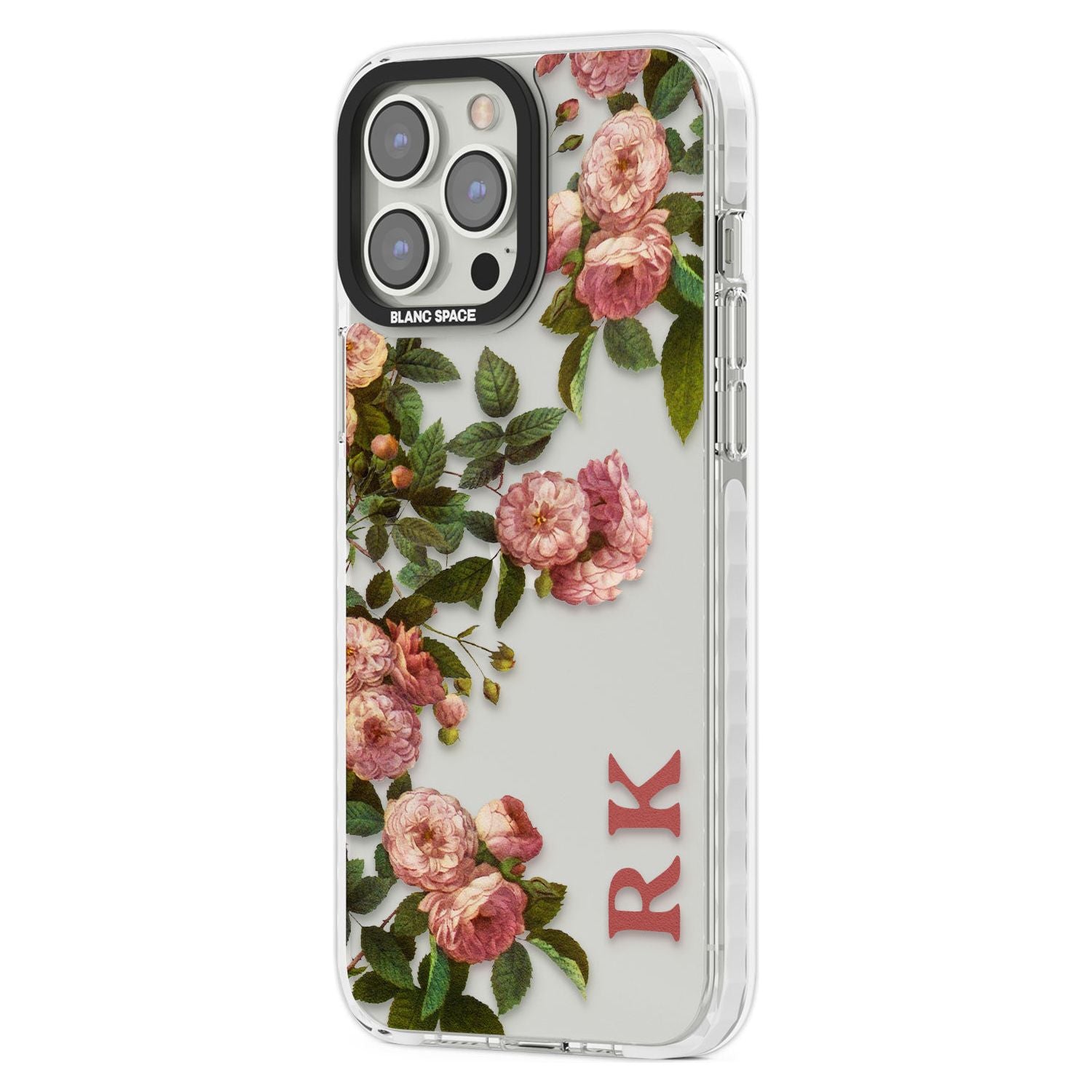 Personalised Clear Vintage Floral Pink Garden Roses