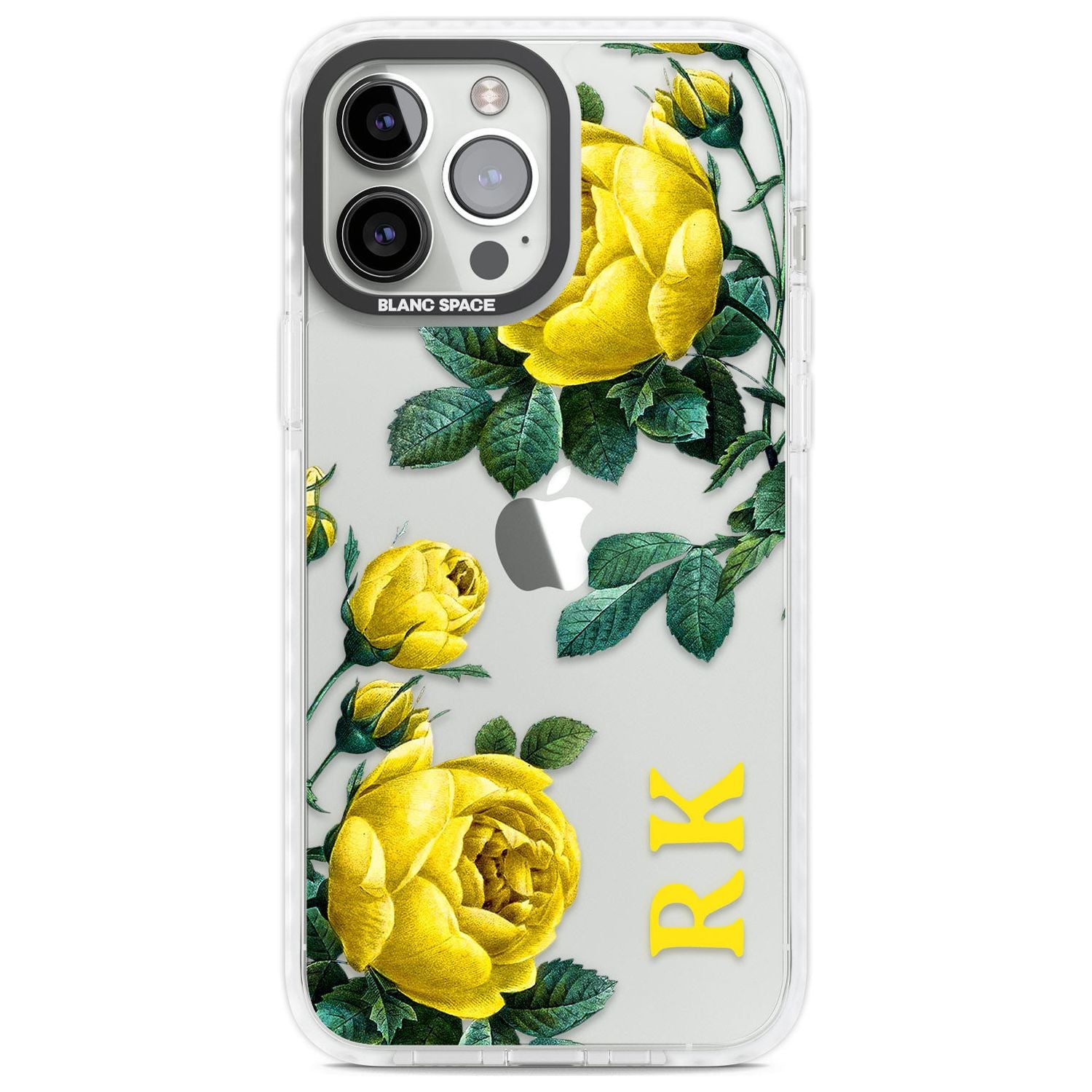 Personalised Clear Vintage Floral Yellow Roses