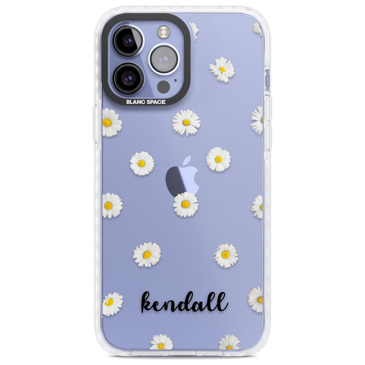 Personalised White Daisies & Cursive Custom Phone Case iPhone 13 Pro Max / Impact Case,iPhone 14 Pro Max / Impact Case Blanc Space