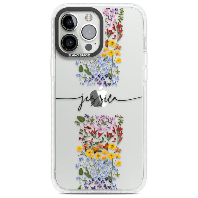 Personalised Wildflower Floral Stripe Personalised Custom Phone Case iPhone 13 Pro Max / Impact Case,iPhone 14 Pro Max / Impact Case Blanc Space
