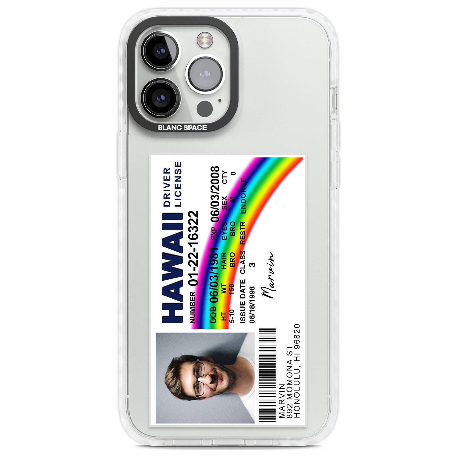 Personalised Hawaii Driving License Custom Phone Case iPhone 13 Pro Max / Impact Case,iPhone 14 Pro Max / Impact Case Blanc Space