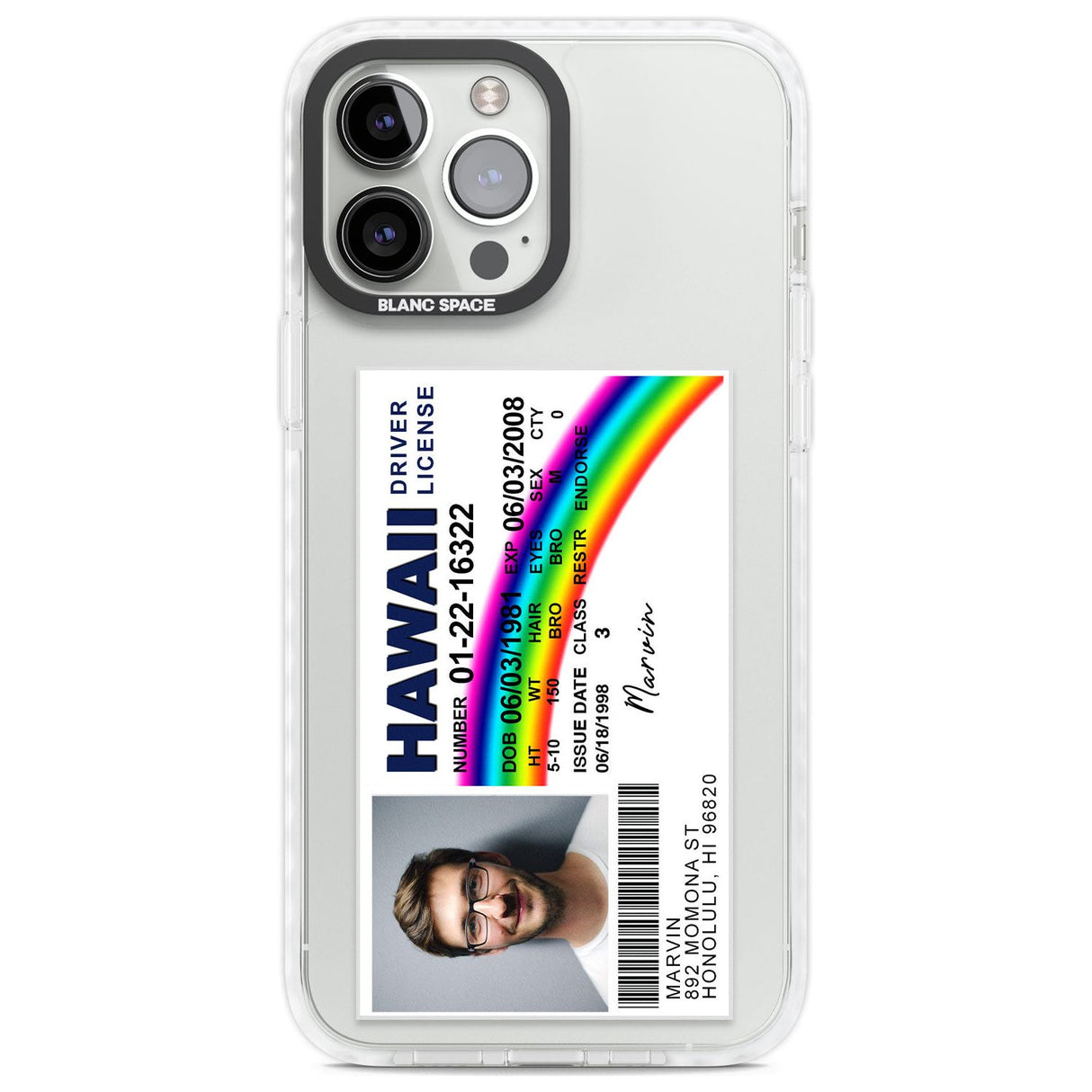 Personalised Hawaii Driving License Custom Phone Case iPhone 13 Pro Max / Impact Case,iPhone 14 Pro Max / Impact Case Blanc Space