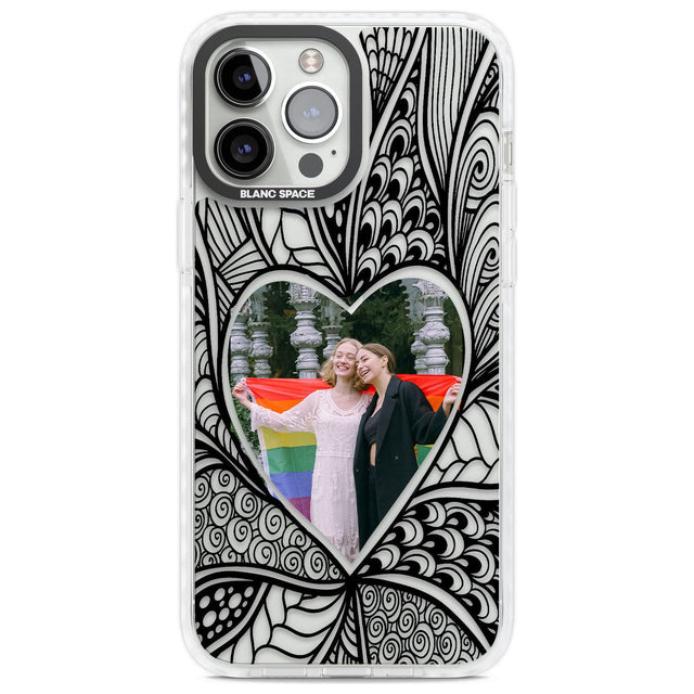 Personalised Henna Heart Photo Case Custom Phone Case iPhone 13 Pro Max / Impact Case,iPhone 14 Pro Max / Impact Case Blanc Space