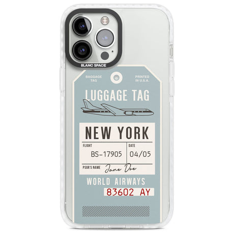 Personalised Vintage USA Luggage Tag Custom Phone Case iPhone 13 Pro Max / Impact Case,iPhone 14 Pro Max / Impact Case Blanc Space