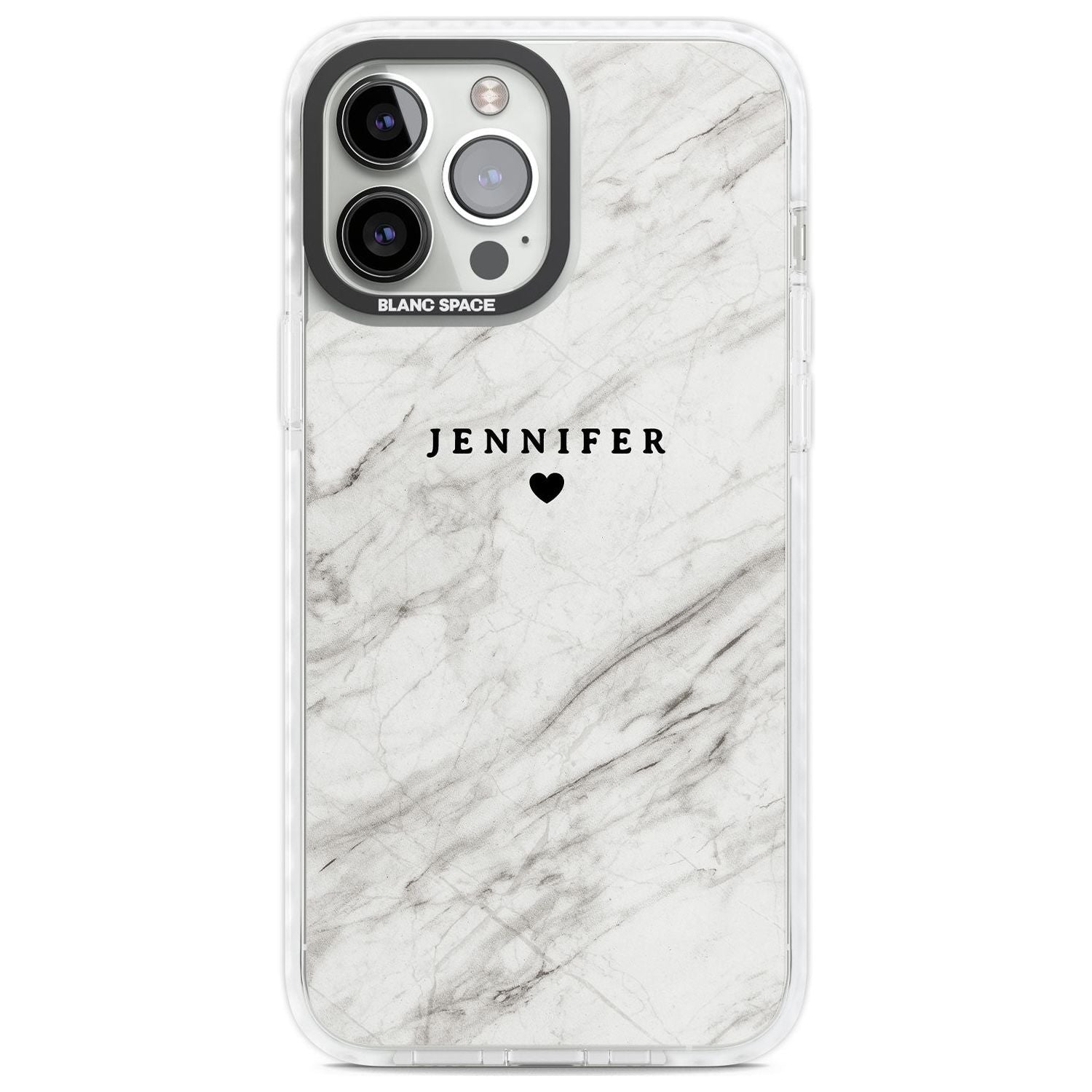 Personalised Light Grey & White Marble Texture Custom Phone Case iPhone 13 Pro Max / Impact Case,iPhone 14 Pro Max / Impact Case Blanc Space