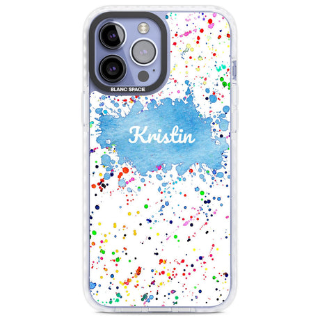 Personalised Rainbow Paint Splatter Custom Phone Case iPhone 13 Pro Max / Impact Case,iPhone 14 Pro Max / Impact Case Blanc Space
