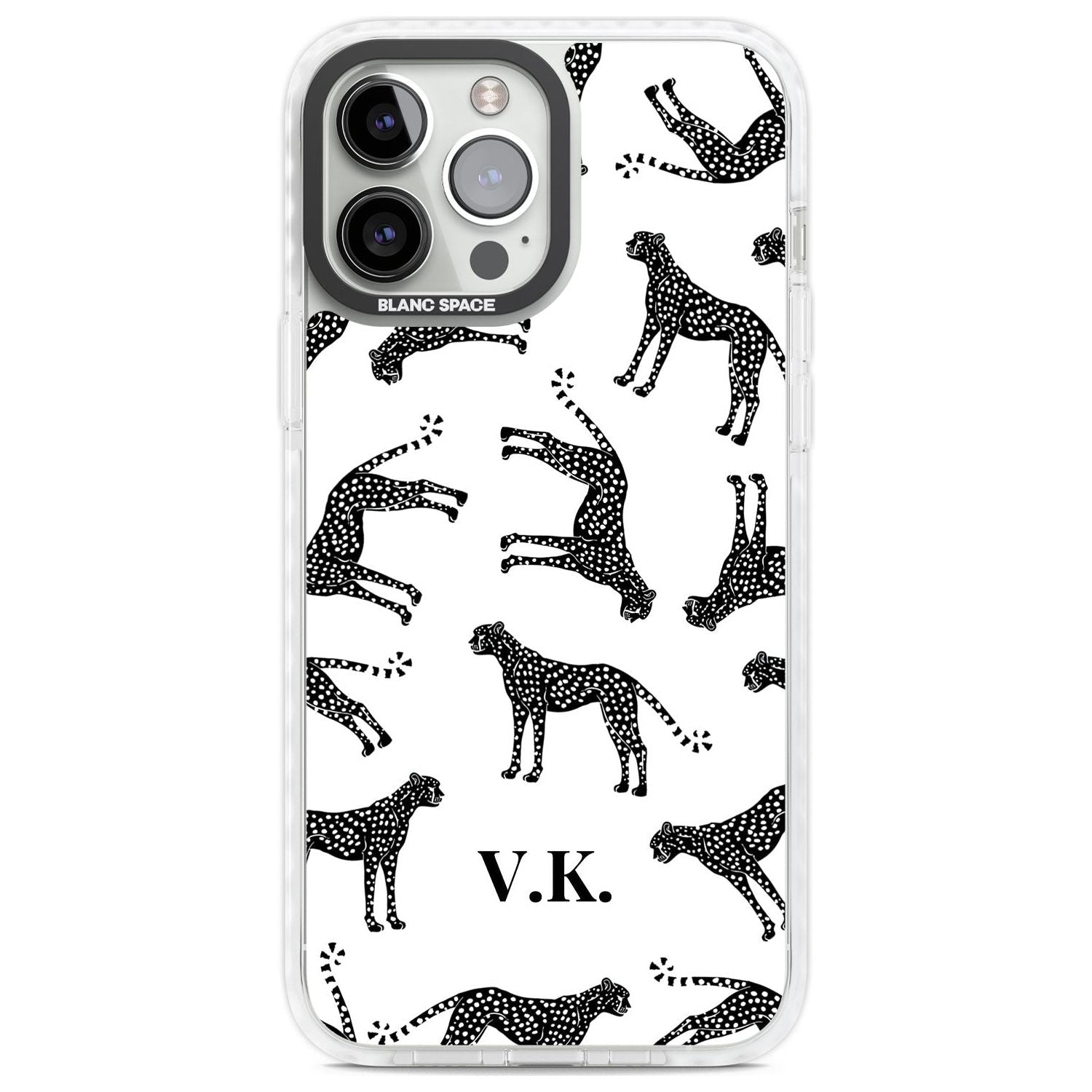 Personalised Cheetah Black & White Custom Phone Case iPhone 13 Pro Max / Impact Case,iPhone 14 Pro Max / Impact Case Blanc Space