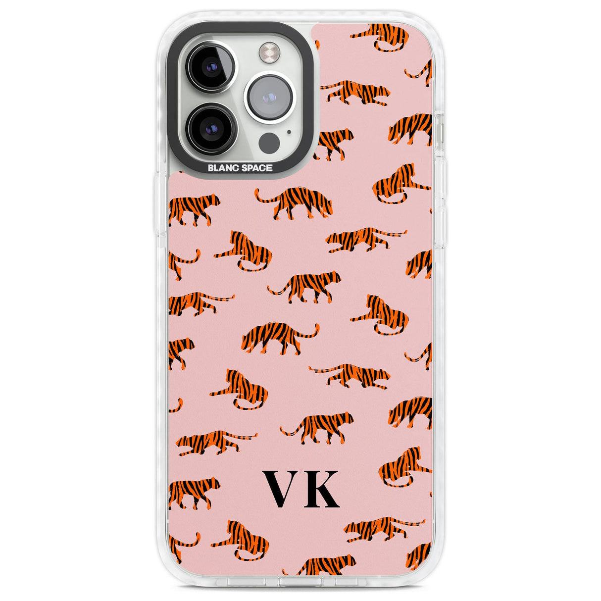 Personalised Safari Tiger Pattern on Pink Custom Phone Case iPhone 13 Pro Max / Impact Case,iPhone 14 Pro Max / Impact Case Blanc Space