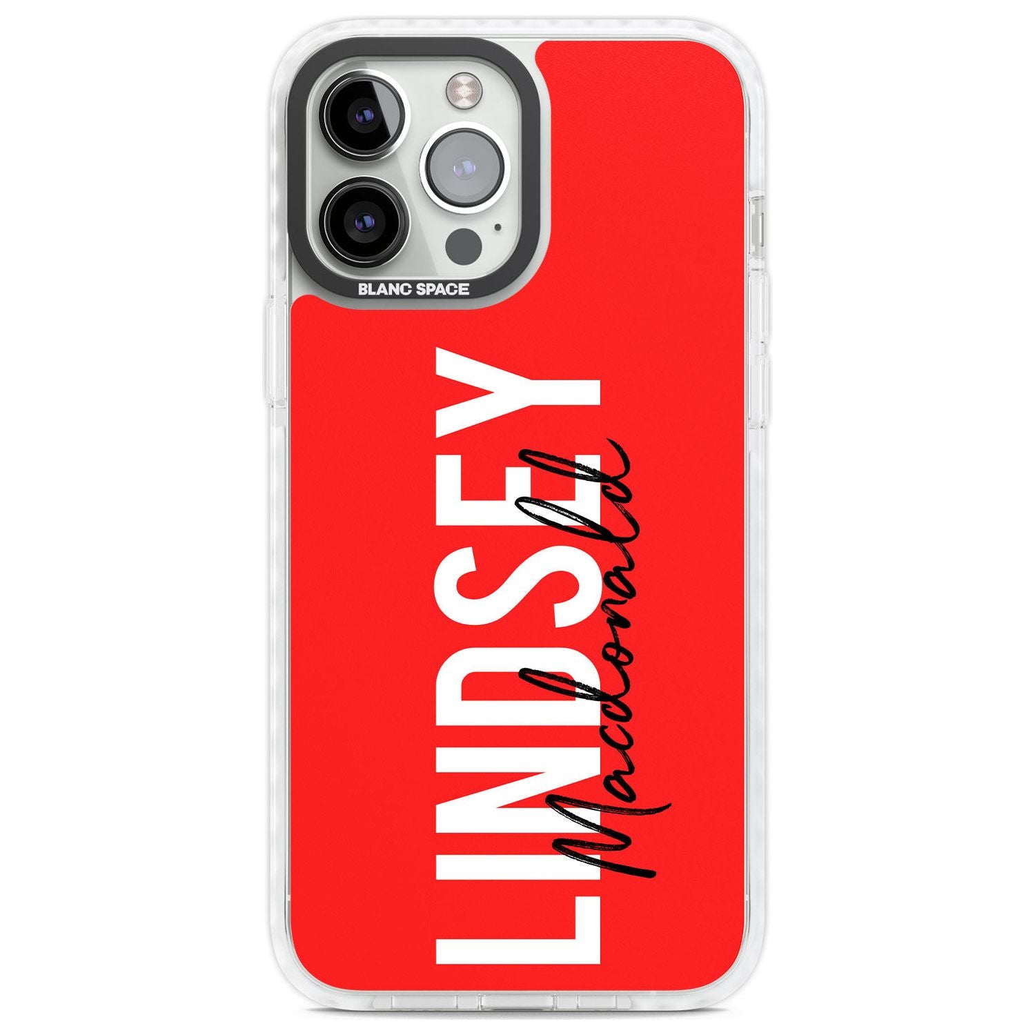 Personalised Bold Name: Red Custom Phone Case iPhone 13 Pro Max / Impact Case,iPhone 14 Pro Max / Impact Case Blanc Space