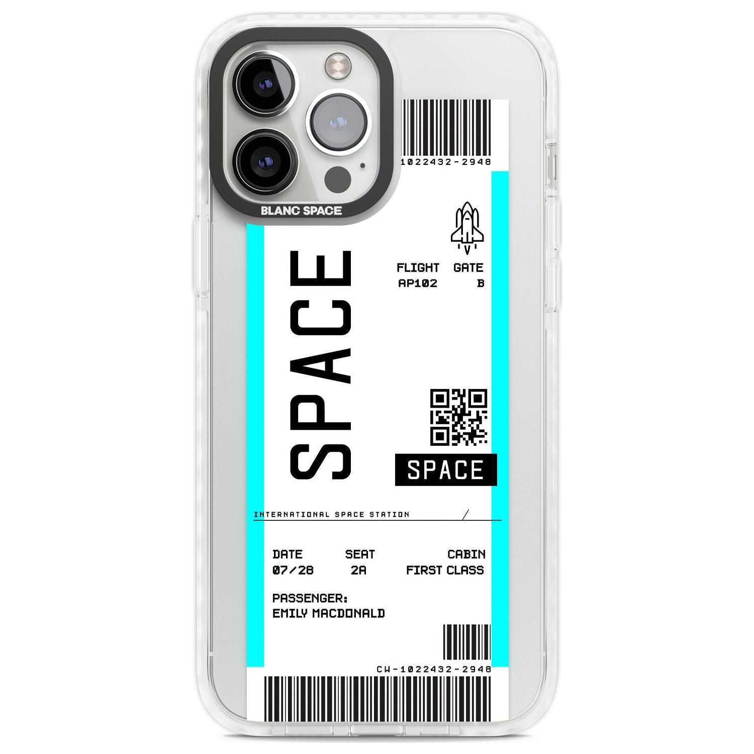 Personalised Space Space Travel Ticket Custom Phone Case iPhone 13 Pro Max / Impact Case,iPhone 14 Pro Max / Impact Case Blanc Space