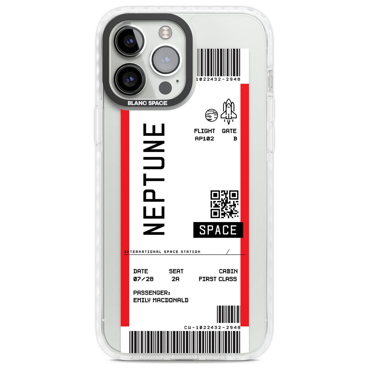 Personalised Neptune Space Travel Ticket Custom Phone Case iPhone 13 Pro Max / Impact Case,iPhone 14 Pro Max / Impact Case Blanc Space