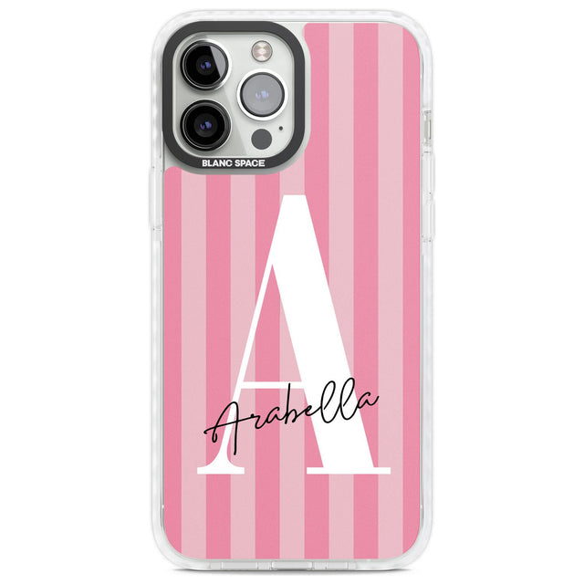 Personalised Pink on Pink Stripes Custom Phone Case iPhone 13 Pro Max / Impact Case,iPhone 14 Pro Max / Impact Case Blanc Space