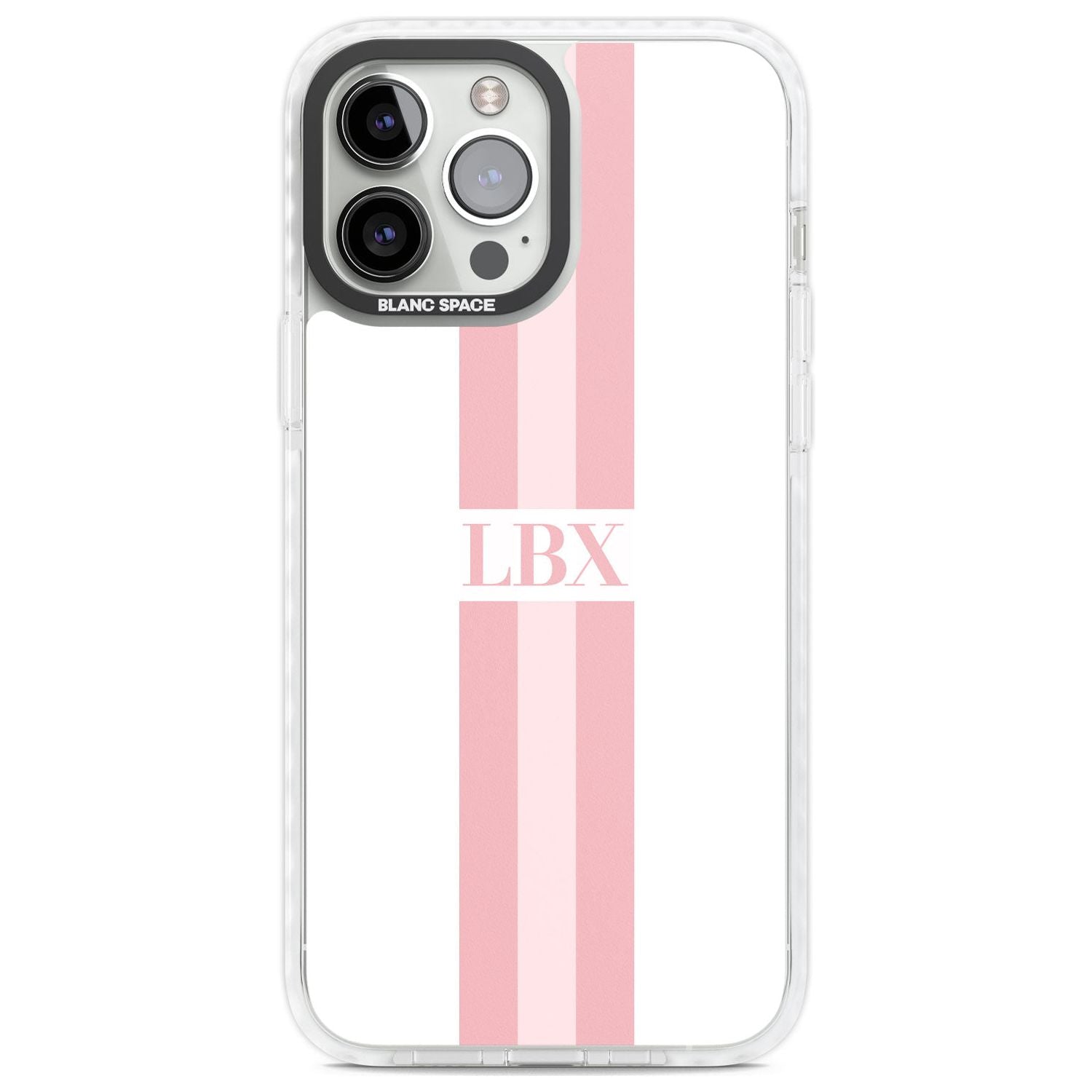 Personalised Minimal Pink Stripes Custom Phone Case iPhone 13 Pro Max / Impact Case,iPhone 14 Pro Max / Impact Case Blanc Space