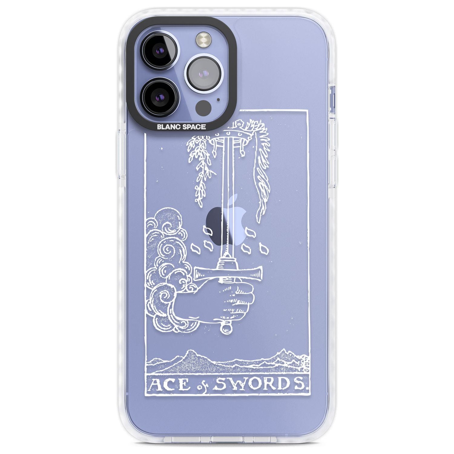 Personalised Ace of Swords Tarot Card - White Transparent Custom Phone Case iPhone 13 Pro Max / Impact Case,iPhone 14 Pro Max / Impact Case Blanc Space