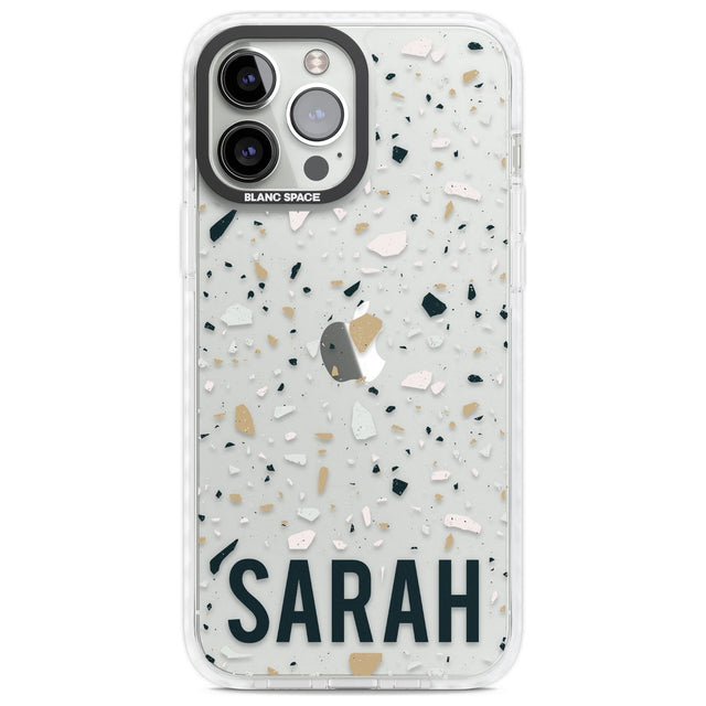 Personalised Terrazzo - Blue, Pink, Brown Custom Phone Case iPhone 13 Pro Max / Impact Case,iPhone 14 Pro Max / Impact Case Blanc Space