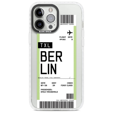 Personalised Berlin Boarding Pass Custom Phone Case iPhone 13 Pro Max / Impact Case,iPhone 14 Pro Max / Impact Case Blanc Space