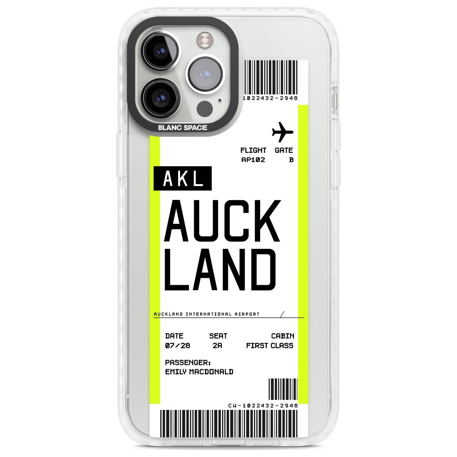 Personalised Auckland Boarding Pass Custom Phone Case iPhone 13 Pro Max / Impact Case,iPhone 14 Pro Max / Impact Case Blanc Space